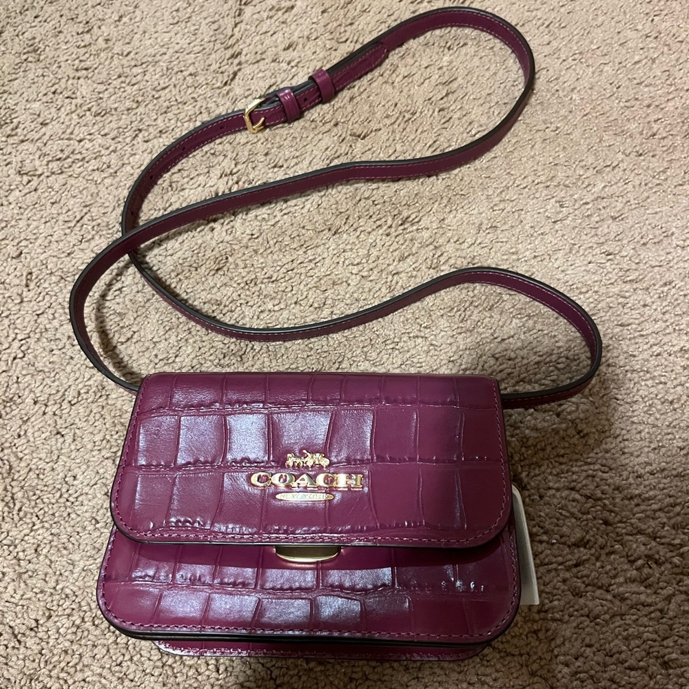 NWT Purple/Dark Berry and Gold Coach Purse